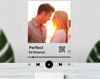 Plaque de musique personnalisée, chanson préférée personnalisée, cadeau d'anniversaire, plaque photo personnalisée, cadeau de meilleur ami, plaque de code QR, cadeau pour elle