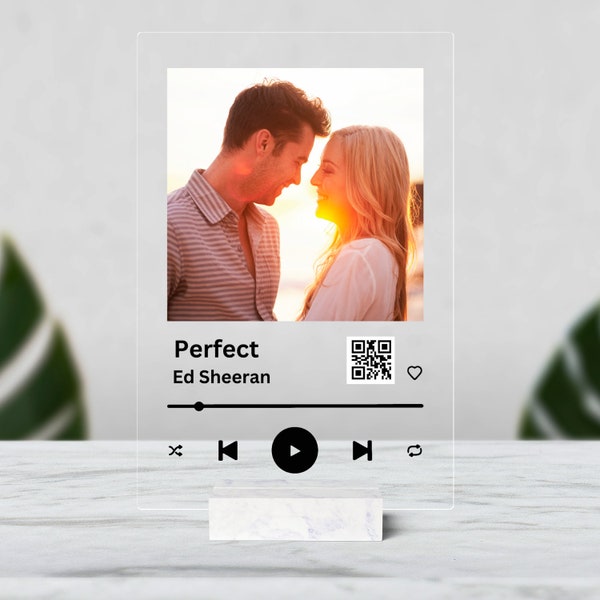 Personalized Music Plaque, Custom Favorite Song, Anniversary Gift, Customized Photo Plaque, Best Friend Gift, QR Code Plaque, Gift For Her