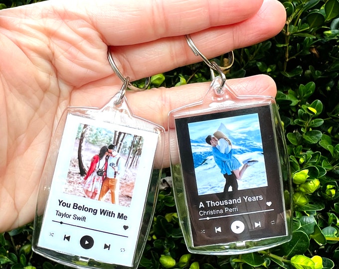 Personalized Music Keychain, Custom Music Keychain With Photo, Favorite ...