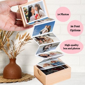 Personalized Pull Out Photo Box, Mother's Day Gift, Gift for Mom, Gift for Grandma, Custom Photo Wooden Box, Memory Box, Bridesmaid Gift