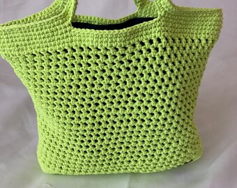 Neon Green Knit et sac fourre-tout de plage pour femmes