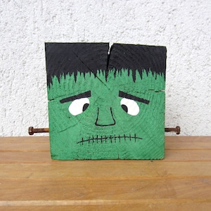 Wood Frankenstein Halloween Decor, Frankenstein Wooden Block Decor, Halloween Tiered Tray Decor, Wooden Fall Decor, Shelf Decoration