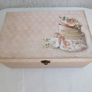 Wooden Wedding Memory Box, Wedding Keepsake Box, Wedding Keepsake Gift, Wedding Box With Decoupage, Wedding Envelope Box