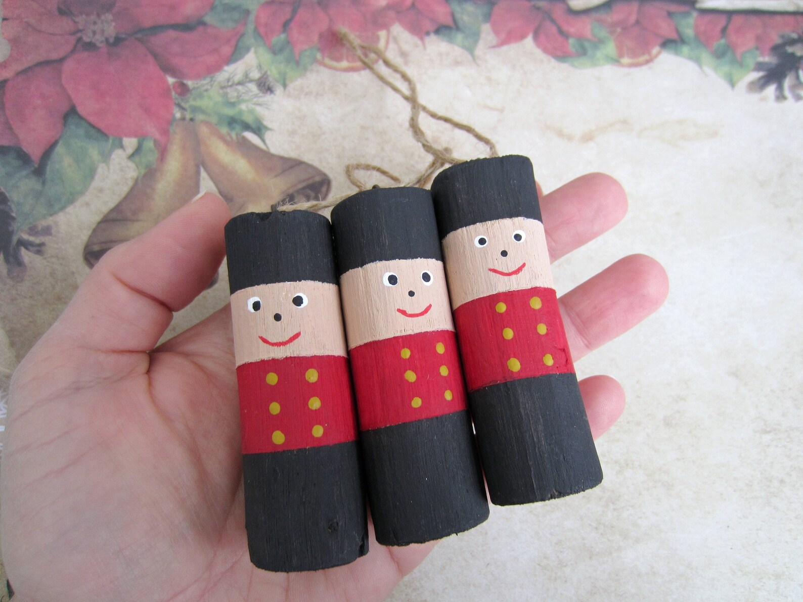 Wooden Nutcrackers Christmas Tree Ornaments Set 3 Xmas Etsy