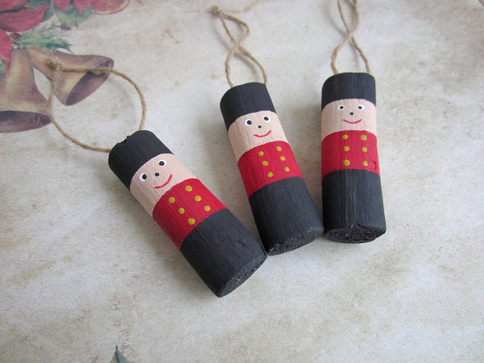 Wooden Nutcrackers Christmas Tree Ornaments Set 3 Xmas Etsy
