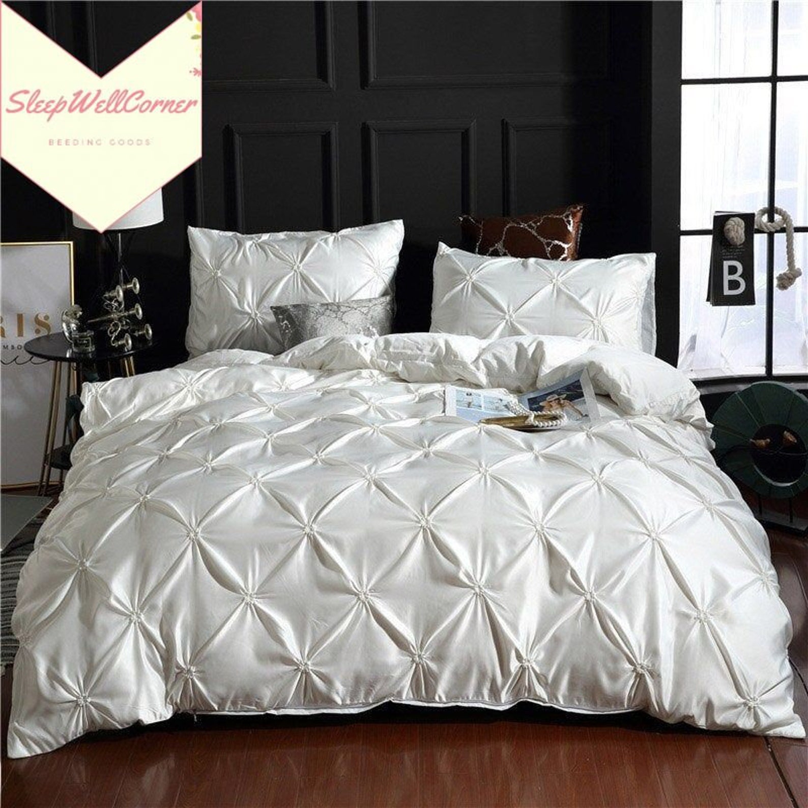 Prise Falten Blume Bettwäsche Set Luxus Bettbezug | Etsy