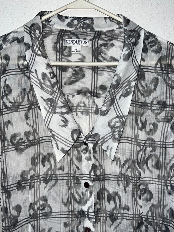 Pendleton petite sheer button down blouse size sm… - image 2