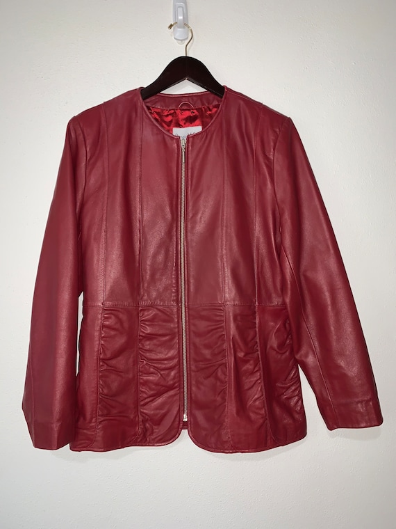 Pamela McCoy collection red leather jacket size me