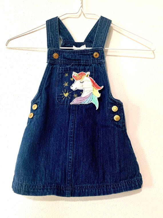 white christmas dresses Shop Unique Vintage Unique Vintage Periwinkle Denim & Unicorn Fitted  Pinafore Dress | Womens Designer Fashion main image 0