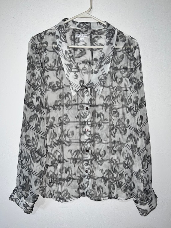 Pendleton petite sheer button down blouse size sm… - image 1