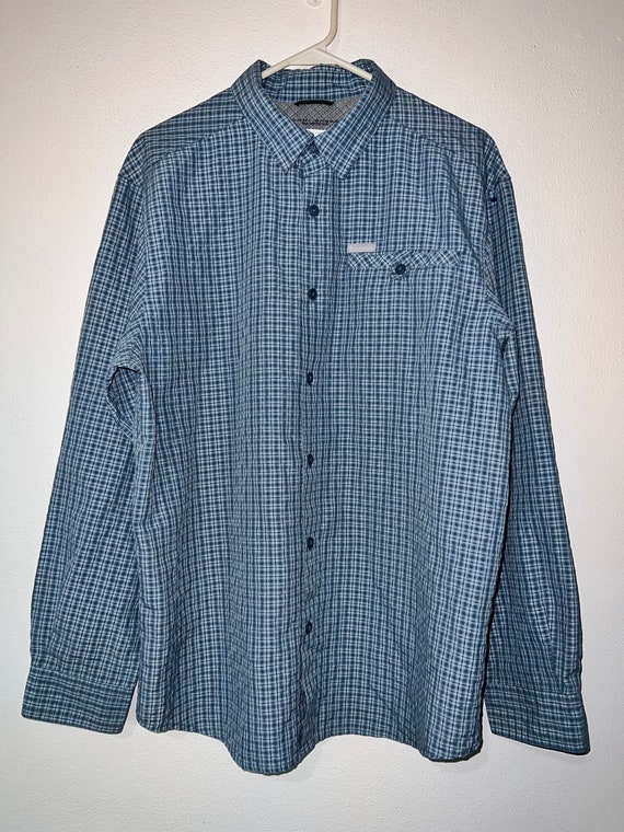 Chemise Columbia Homme – Taille L – Bleu à Carreaux – Manches Longues