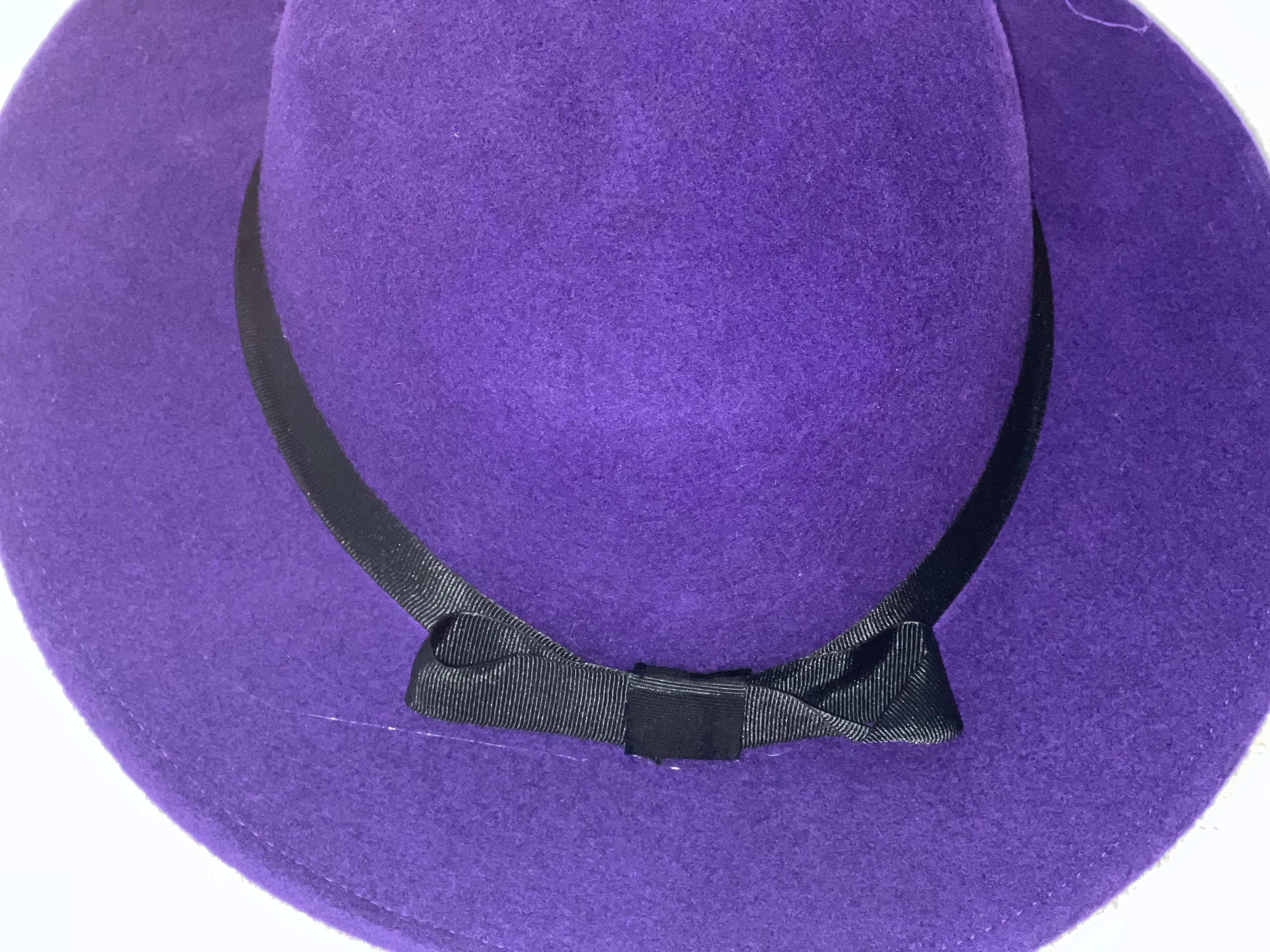 Tess McGuire Striped Felted Wool Hat Purple/Plum  Size Large Wool Felt Top Hat – Village Hat Shop main image 2