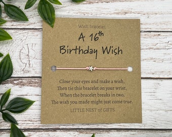 16th Birthday Wish Bracelet - Personalised Wish Bracelet - 16th Birthday Present - Happy Birthday Bracelet - 16th Birthday gift