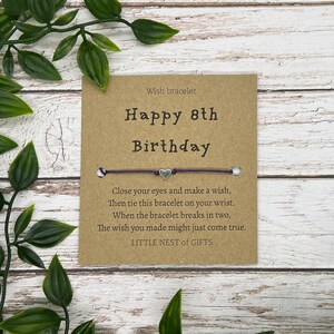 Happy 8th Birthday Wish Bracelet - Personalised Wish Bracelet - 8th Birthday Present - Happy Birthday Bracelet - 8th Birthday gift