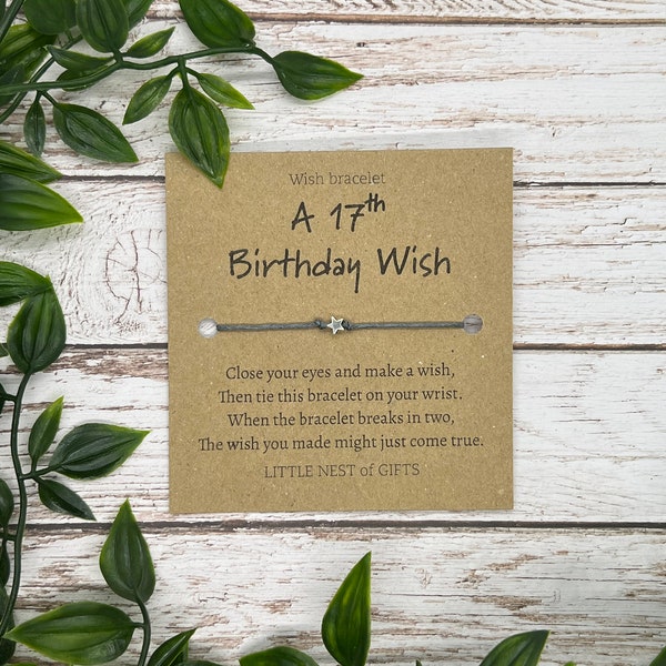 17th Birthday Wish Bracelet - Personalised Wish Bracelet - 17th Birthday Present - Happy Birthday Bracelet - 17th Birthday gift