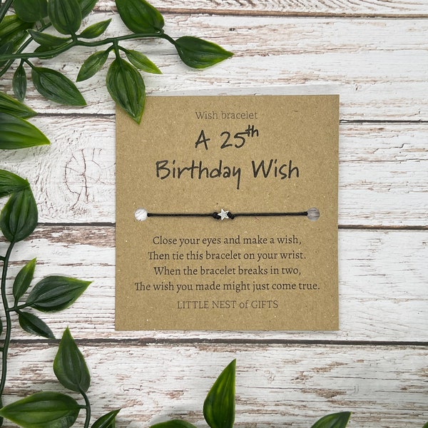 25th Birthday Wish Bracelet - Personalised Wish Bracelet - 25th Birthday Present - Happy Birthday Bracelet - 25th Birthday gift