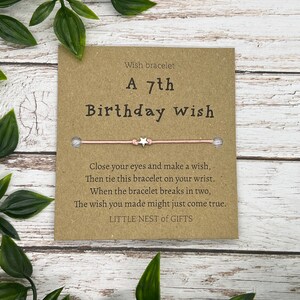 7th Birthday Wish Bracelet - Personalised Wish Bracelet - 7th Birthday Present - Happy Birthday Bracelet - 7th Birthday gift