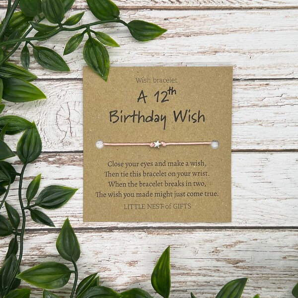 12th Birthday Wish Bracelet - Personalised Wish Bracelet - 12th Birthday Present - Happy Birthday Bracelet - 12th Birthday gift