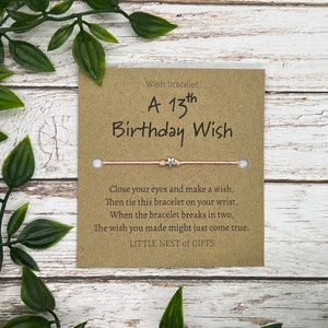 13th Birthday Wish Bracelet - Personalised Wish Bracelet - 13th Birthday Present - Happy Birthday Bracelet - 13th Birthday gift