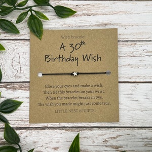 30th Birthday Wish Bracelet - Personalised Wish Bracelet - 30th Birthday Present - Happy Birthday Bracelet - 30th Birthday gift