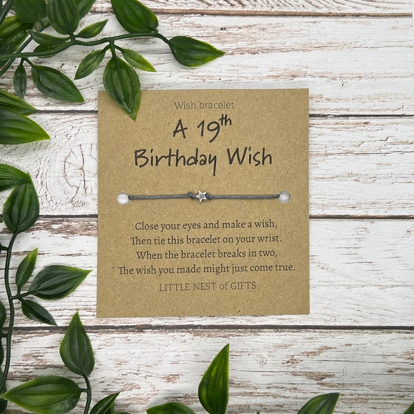 19th Birthday Wish Bracelet - Personalised Wish Bracelet - 19th Birthday Present - Happy Birthday Bracelet - 19th Birthday gift