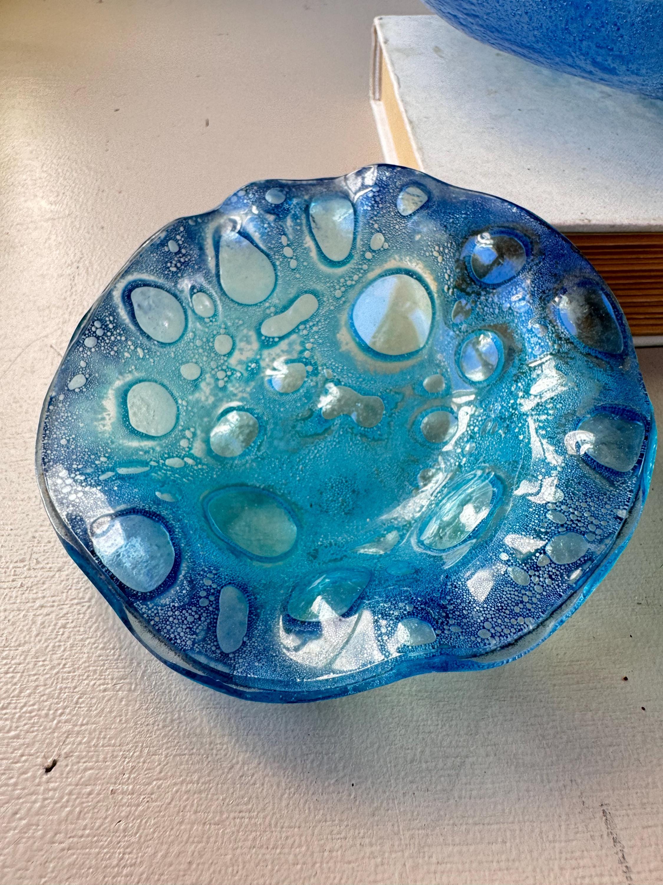 Vintage 1950s Bubble Glass Dish Set of 4, MCM Mid Century Colourful ...