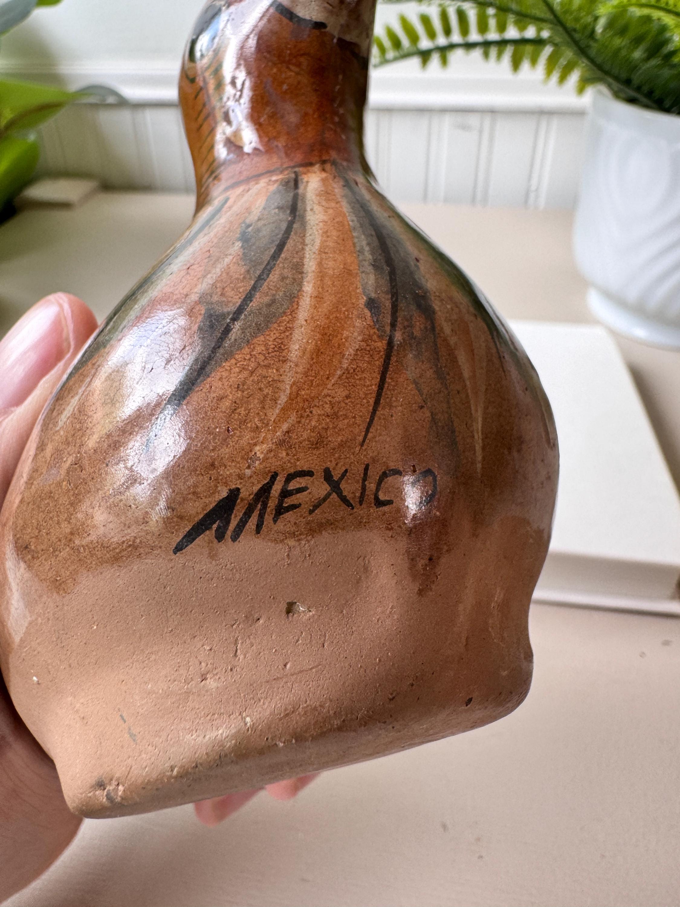1960s Vintage Folk Art Pottery ウベダ IDEE Vintage 1960s Mexican Pottery Bird, MCM Mid Century Hand