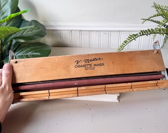 v master cigarette maker Vintage 1940s V Master Cigarette Maker Industrial Wood Rolling Machine, MCM  Mid Century Tobacco Tool