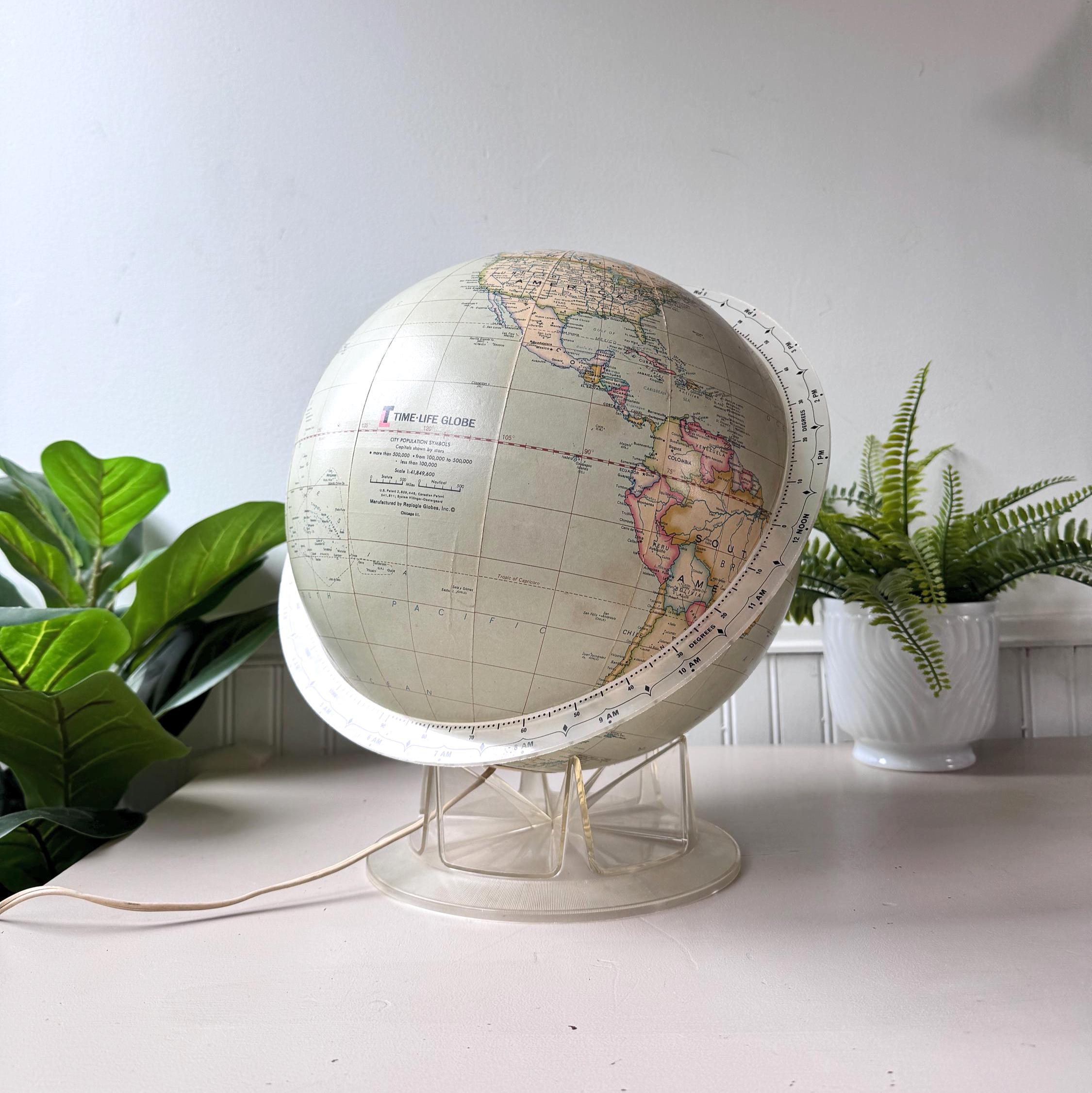 RARE Vintage 1965 Time-life Illuminated Globe, MCM Mid Century