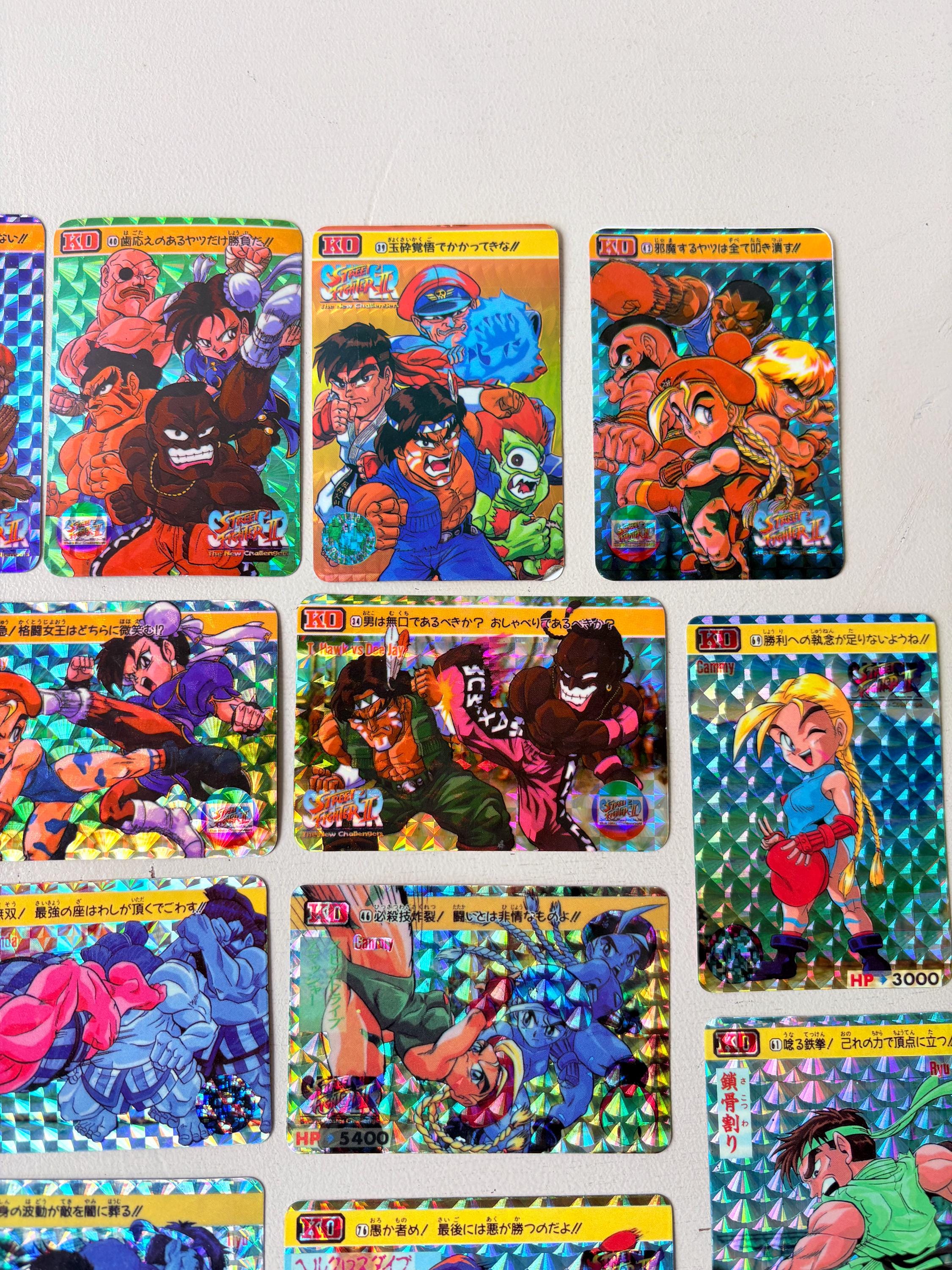 Street Fighter II 1990s Prism Card Lot of 22, Vintage 1994 Bandai