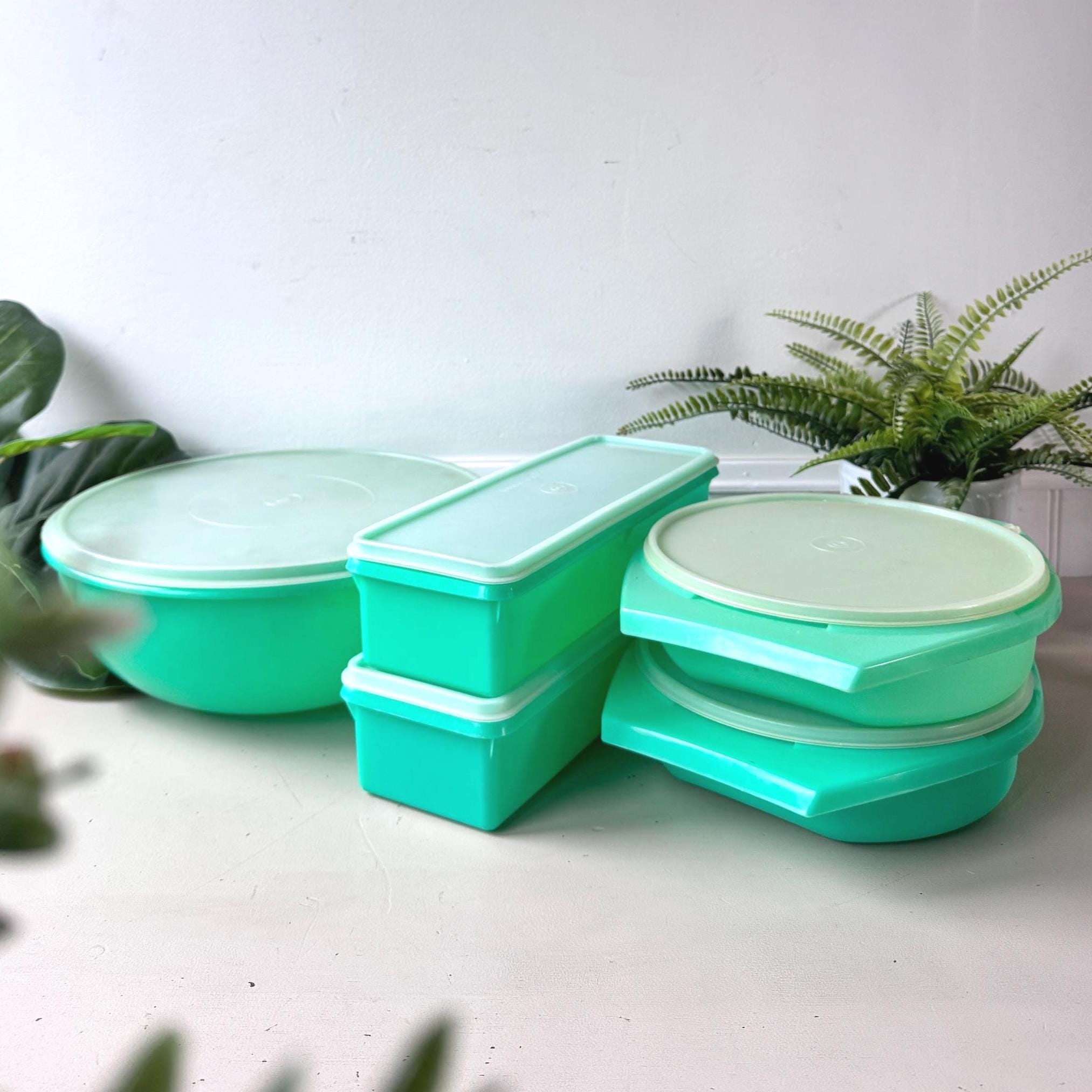 Vintage 1960s Tupperware Turquoise Storage Container Set of 10