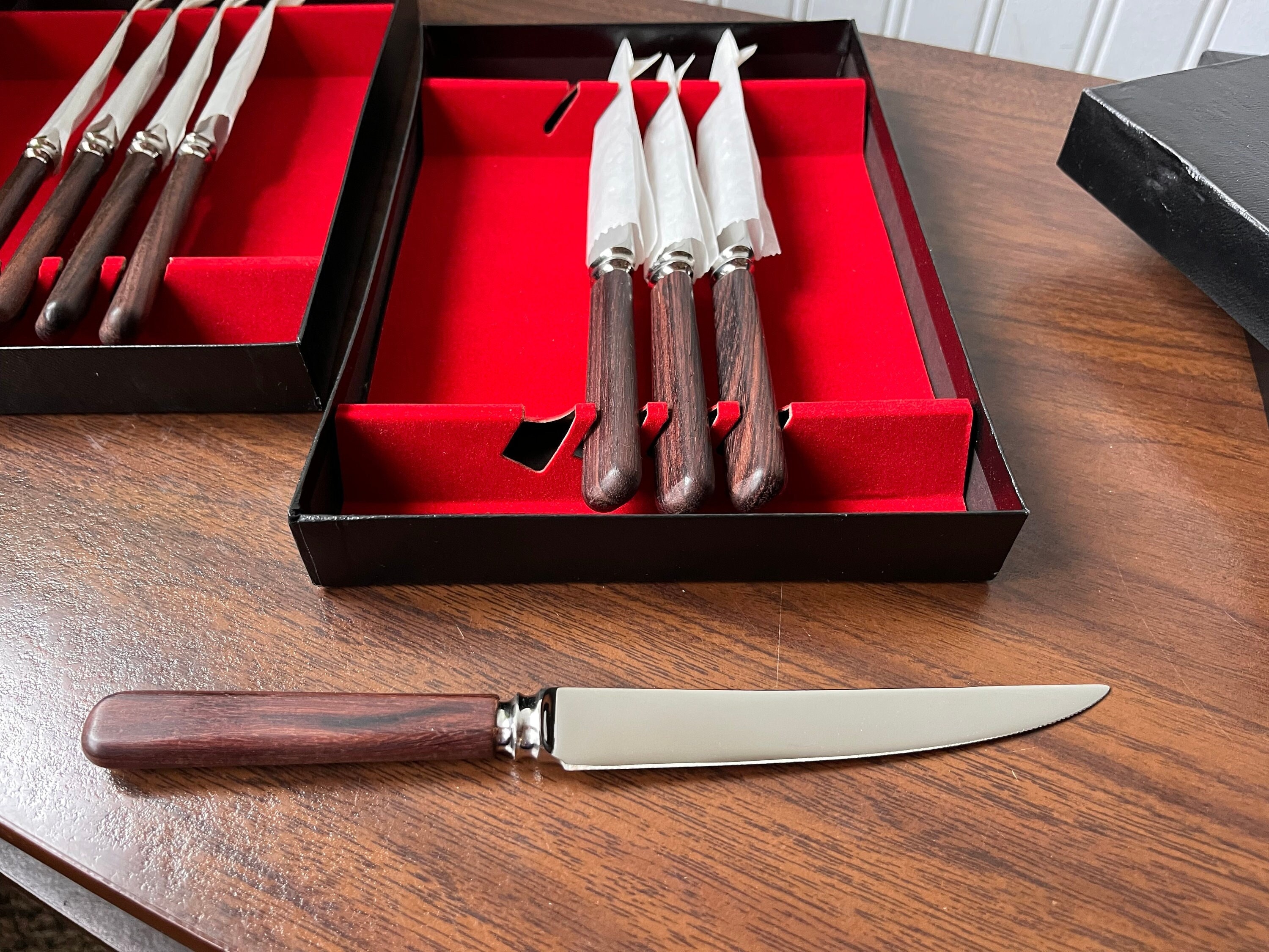 Set of 6 Mid Century Modern Steak Knives Atomic Starburst Design