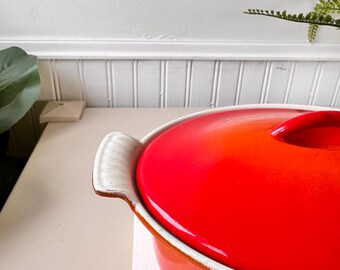 Vintage 1960s Descoware Flame Orange Enamel and Cast Iron Dutch