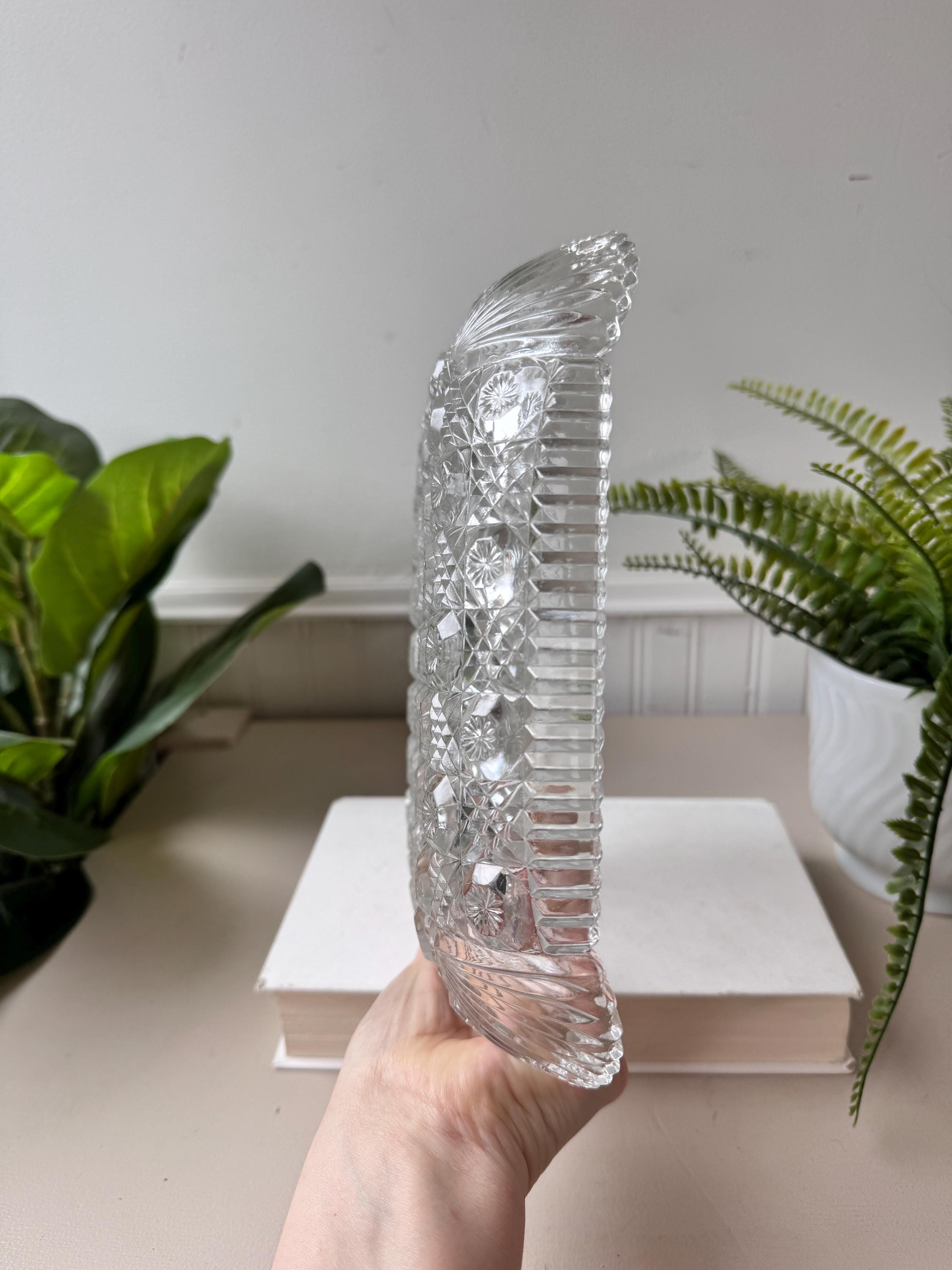 Vintage 1980s Mikasa Crystal Georgian Cut Hostess Platter RC150