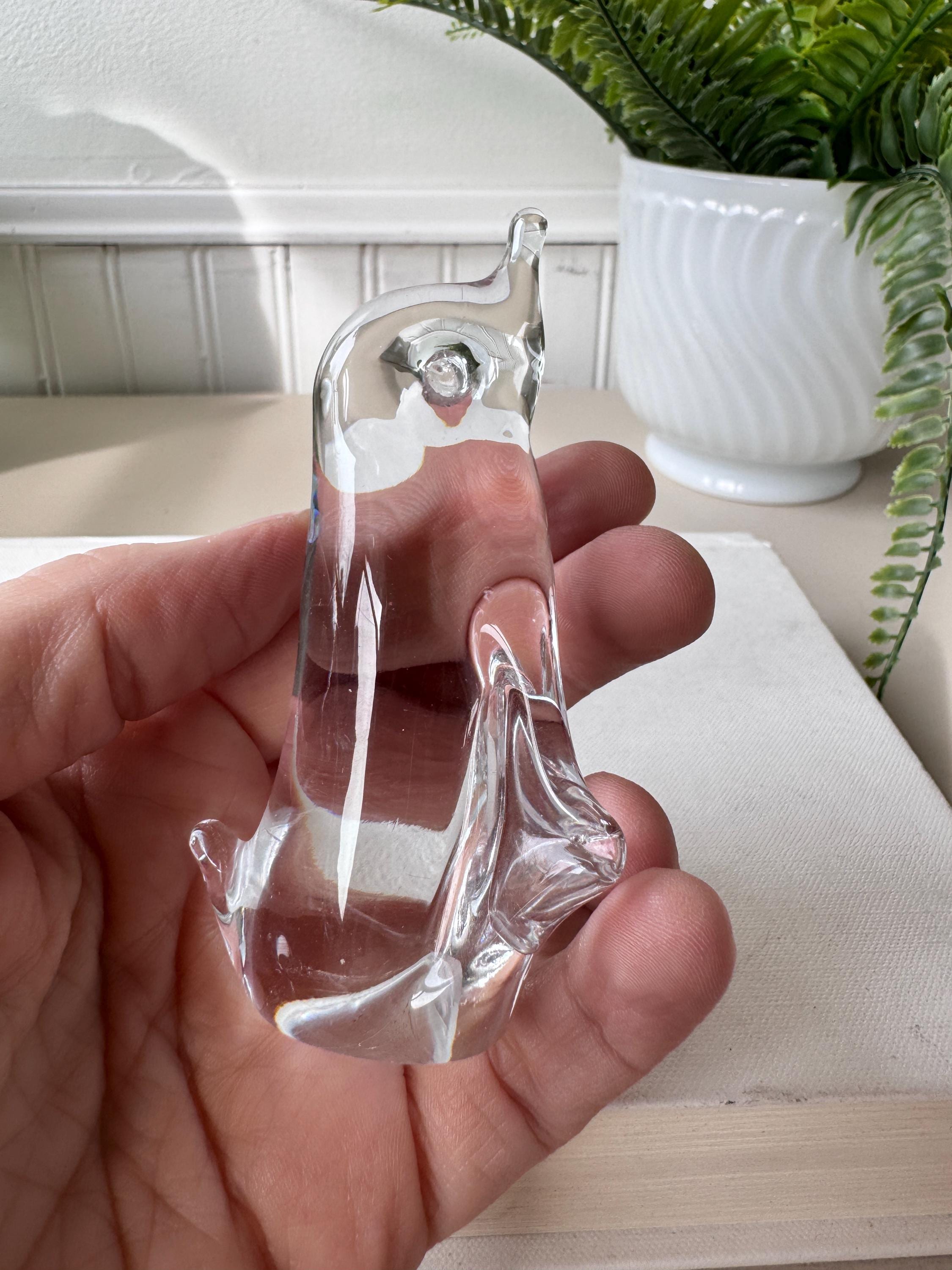 Vintage 1980s Crystal Glass Animal Figurines, Set of 4, Murano