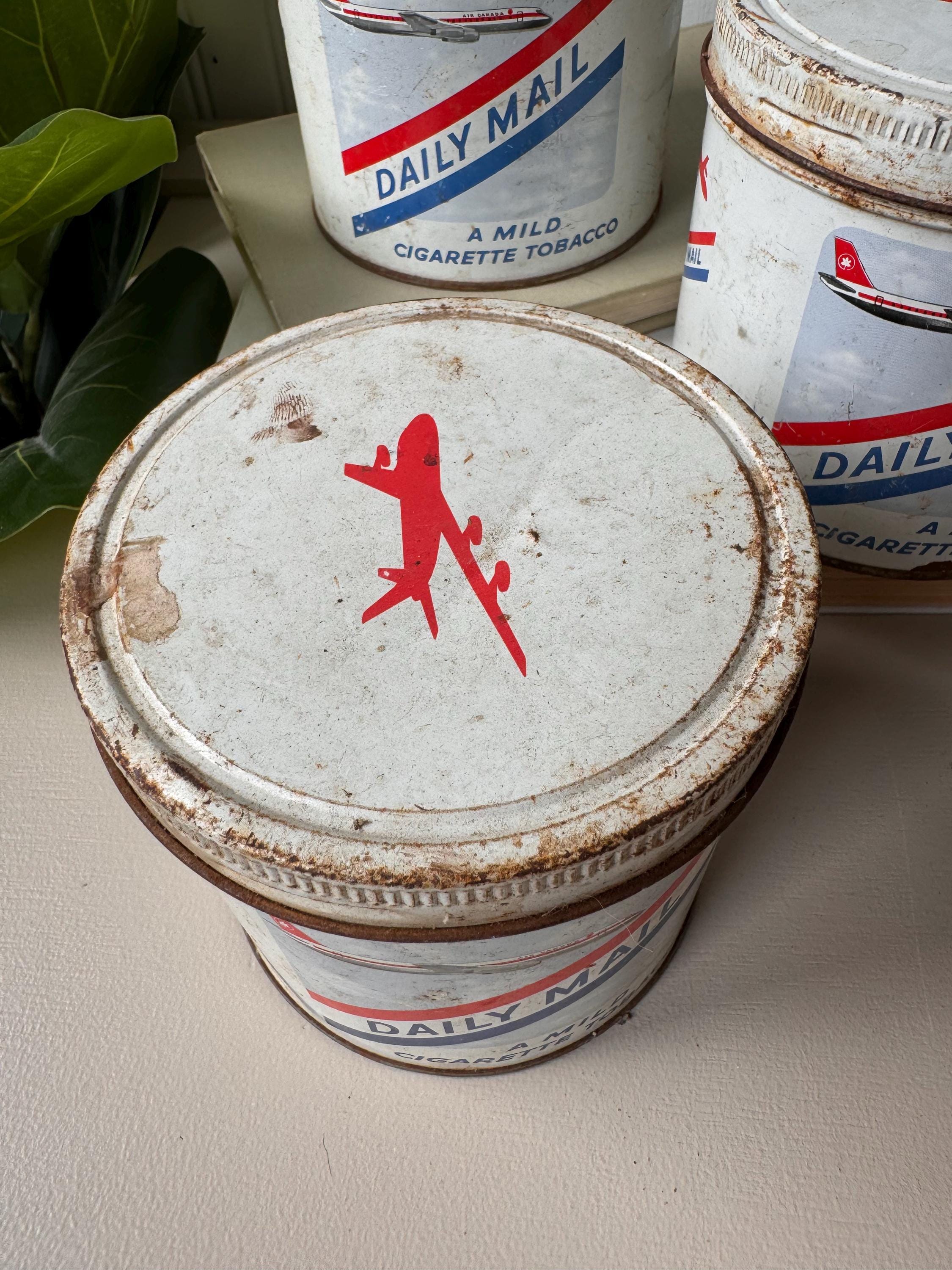 daily mail tobacco tin Vintage 1950s Tobacco Daily Mail Tins, Set of 3, 65 Cents, Canada, MCM Mid  Century Cans, Antique Tobacco Tins, Midcentury Home Decor