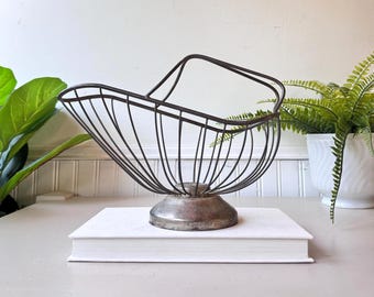 Vintage 1970s Wine Bottle Pour Basket, MCM Mid Century Silverplated Wire Decanter Holder, Barware