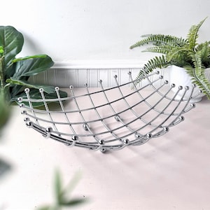 Atomic XL Chrome Wire Fruit Basket, Vintage 1950s MCM Sculptural 17" Mid Century Centrepiece