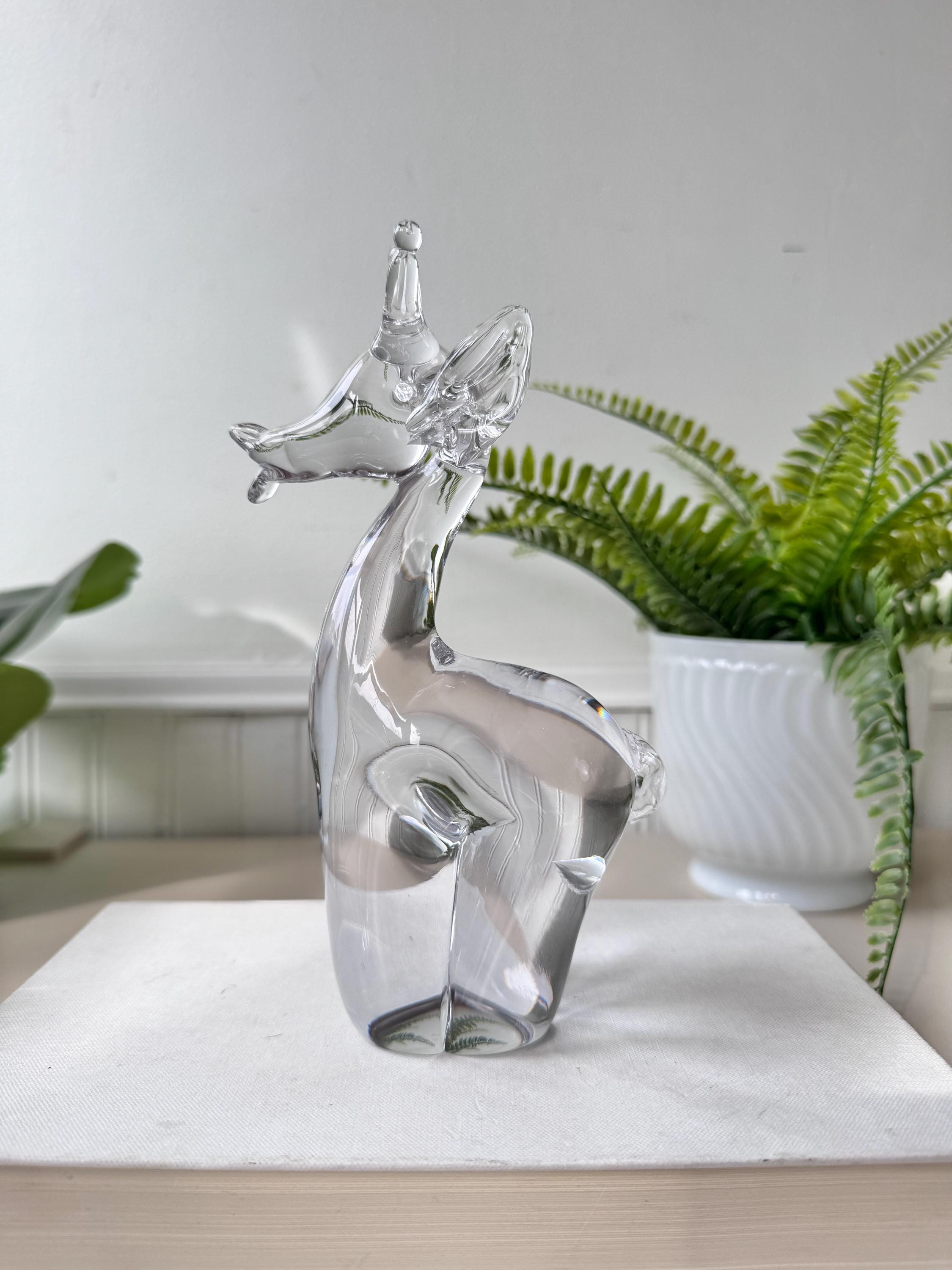 Vintage 1980s Crystal Glass Animal Figurines, Set of 4, Murano