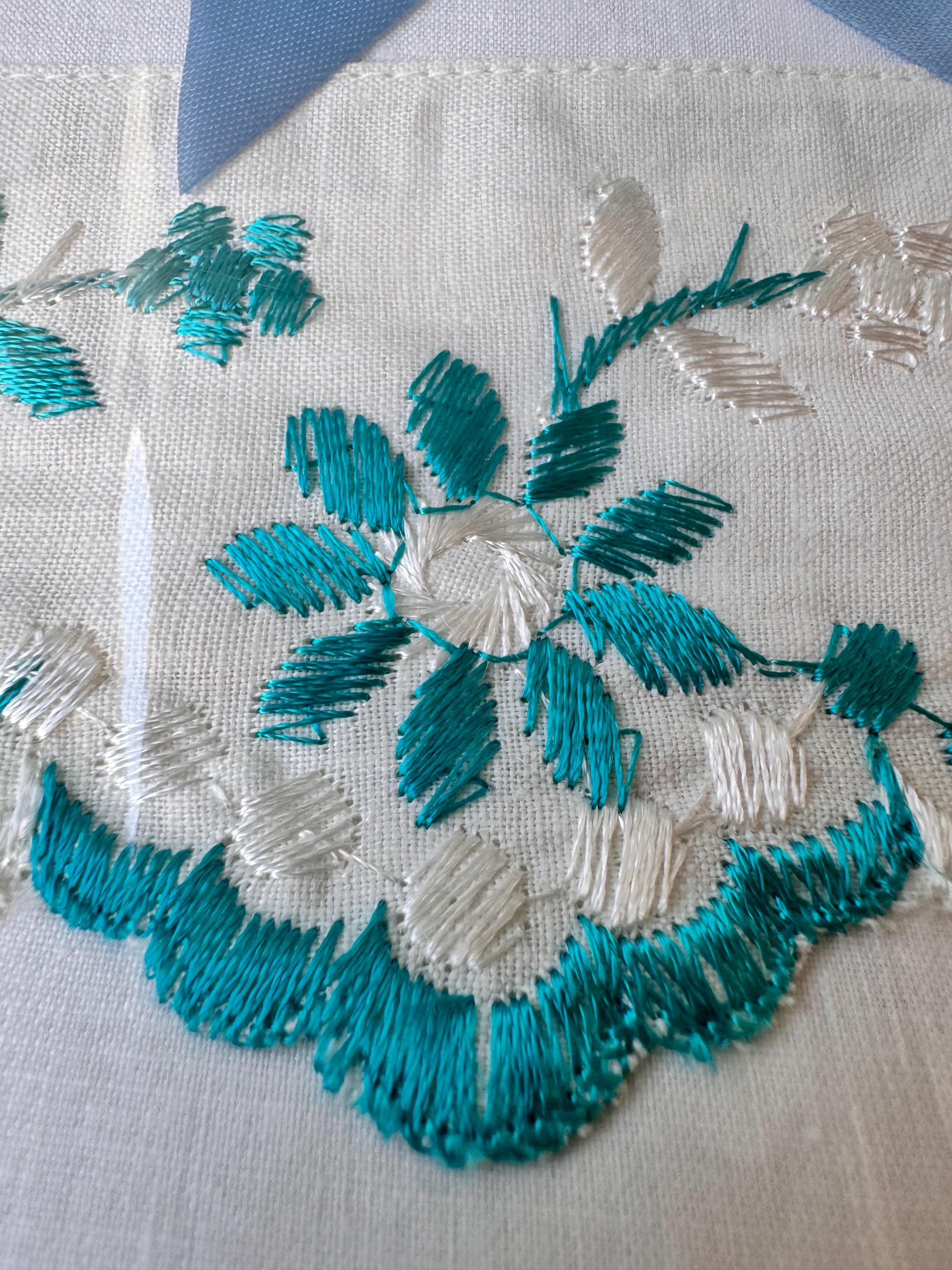 Taie D'oreiller Vintage Colortex Années 50 - Coton Mousseline à Broder, Motif Floral