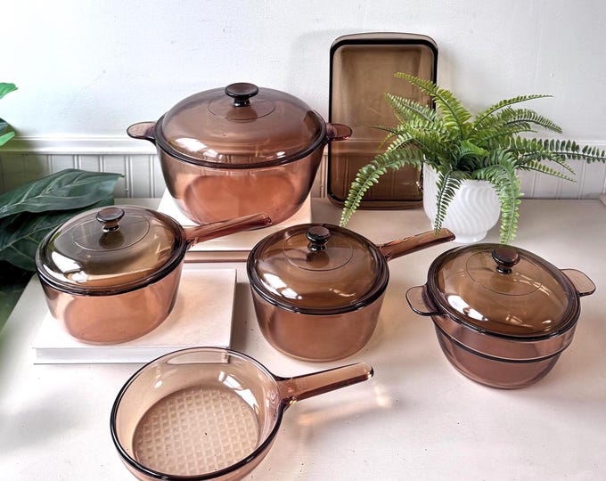 Vision Cookware Website Vintage 1980s 10-piece Vision Corning Glass Cookware Set, MCM Mid ...