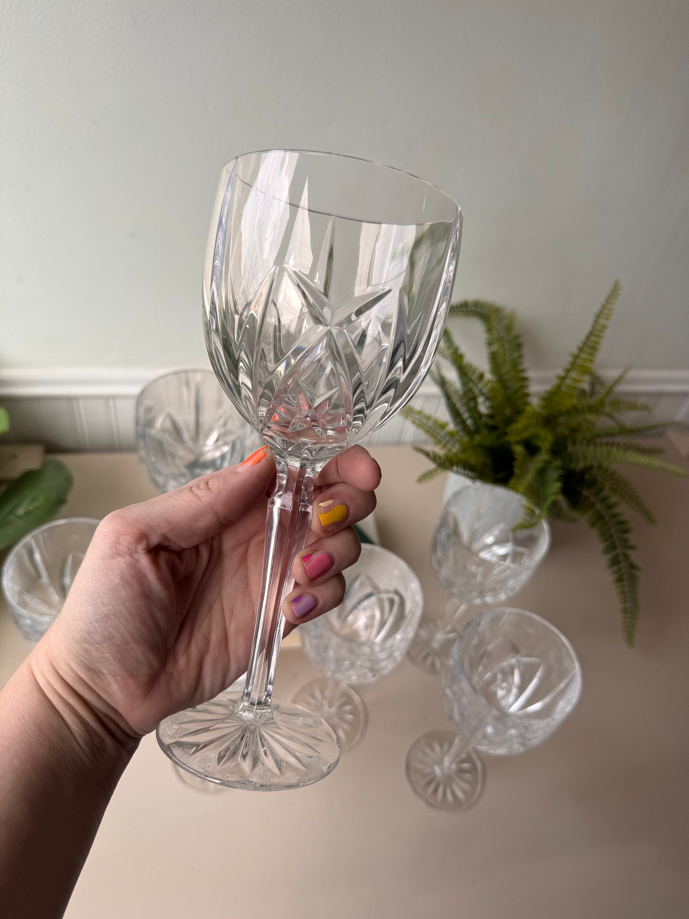 Vintage Waterford Crystal 12ox Goblets, Set of 8, Marquis Marked, Large Wine Glasses, Crystal