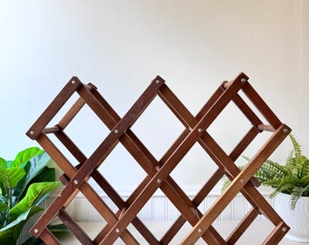 Euro Antiques Foldable Rack ヴィンテージラック Vintage 1970s Wooden Expandable Wine Rack, MCM Mid Century Folding