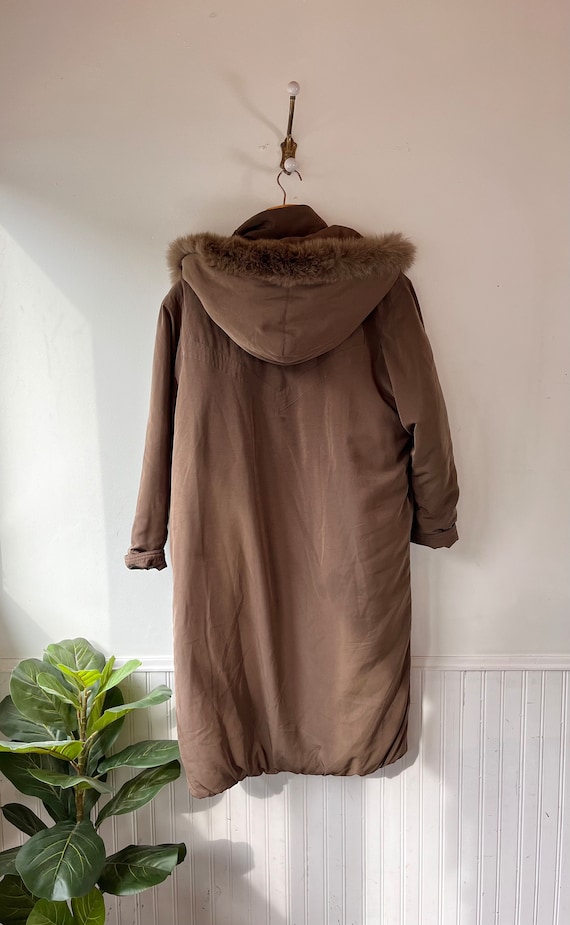 Vintage 1980s Nuage Long Lightweight Coat With Fox Fur