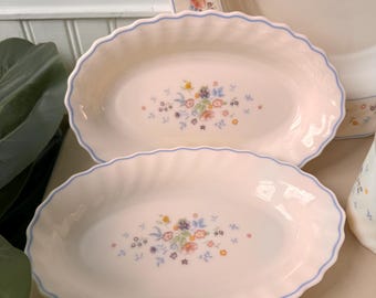 Vintage Arcopal France Milk Glass Dinnerware Set, Floral Victoria