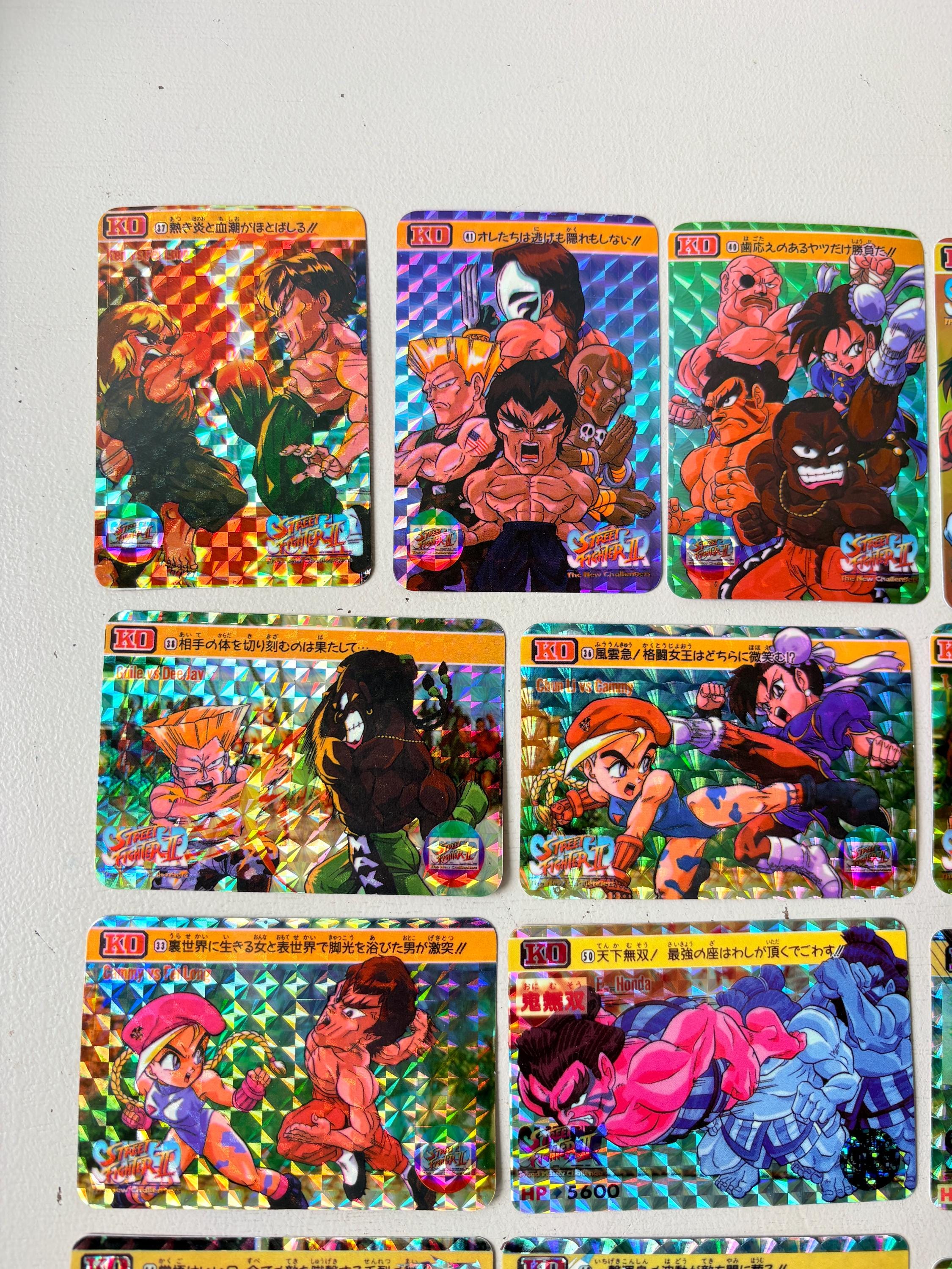 Street Fighter II 1990s Prism Card Lot of 22, Vintage 1994 Bandai