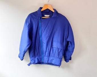 Vintage 1980s Bianca Nygard Blue Retro Jacket, Retro Windbreaker Style Coat, Hong Kong
