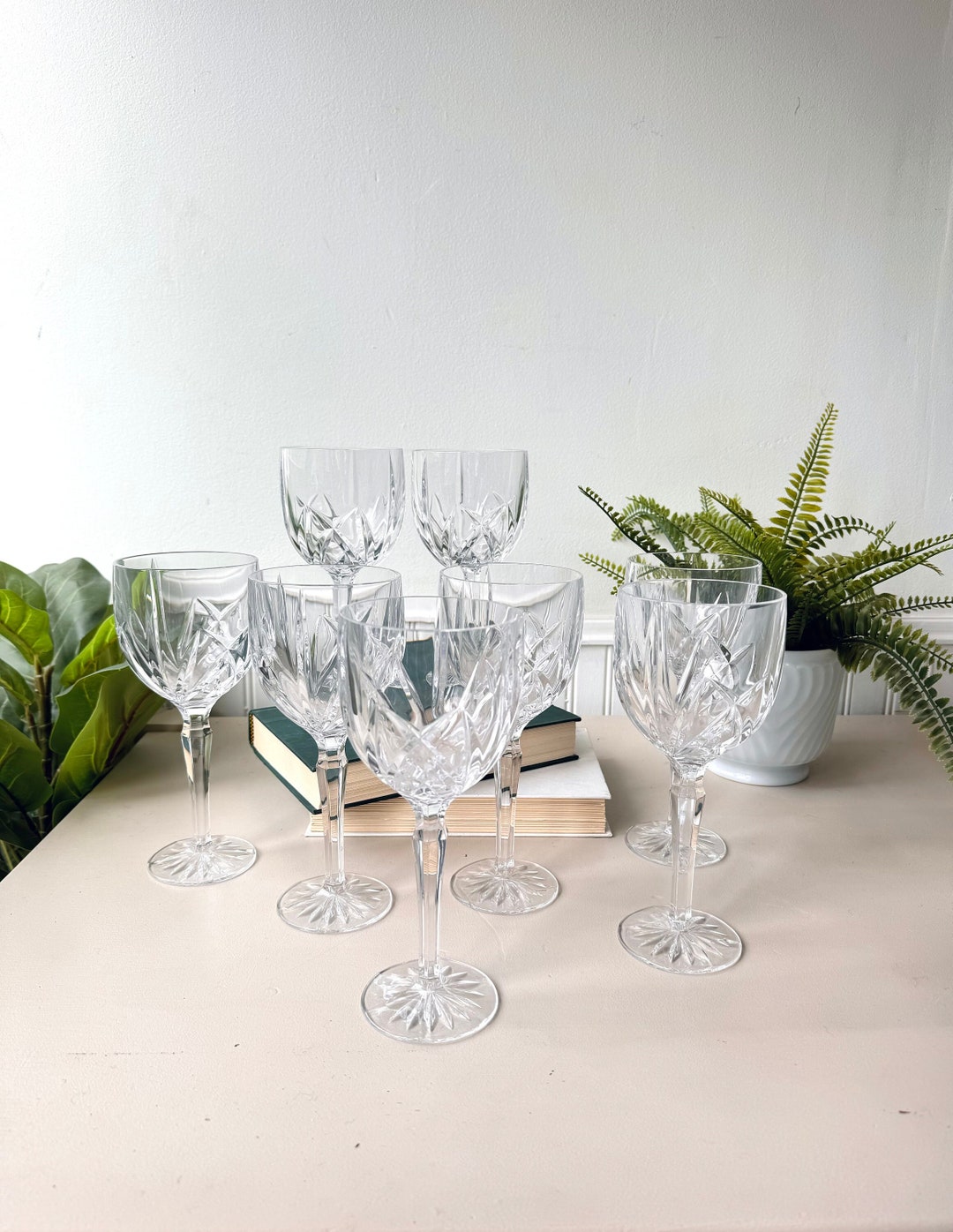 Vintage Waterford Crystal 12ox Goblets, Set of 8, Marquis Marked, Large Wine Glasses, Crystal