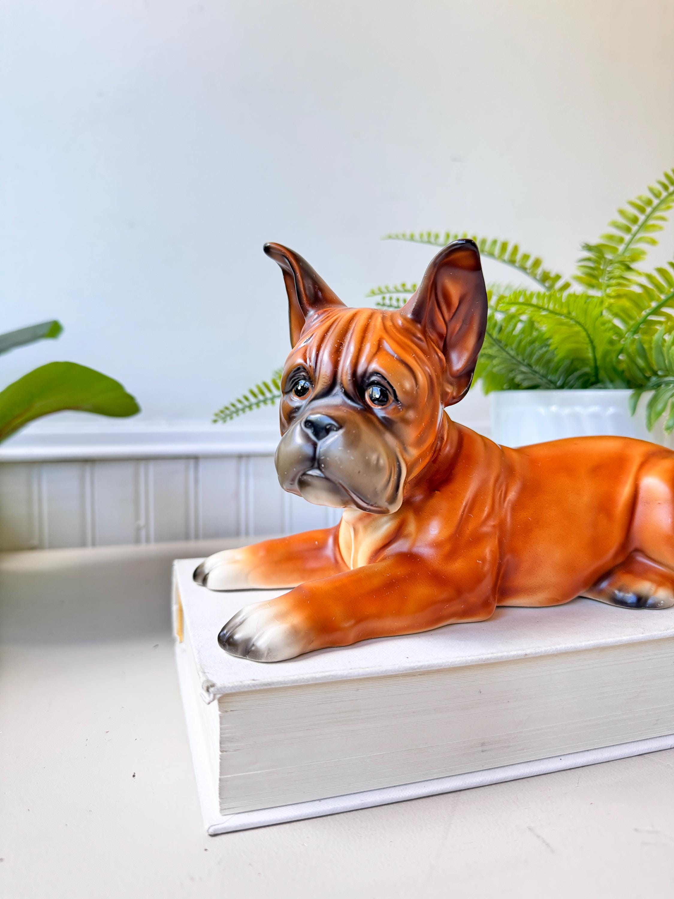 ヴィンテージ 1950年代 ボクサー犬の置物、日本製、MCM ミッド