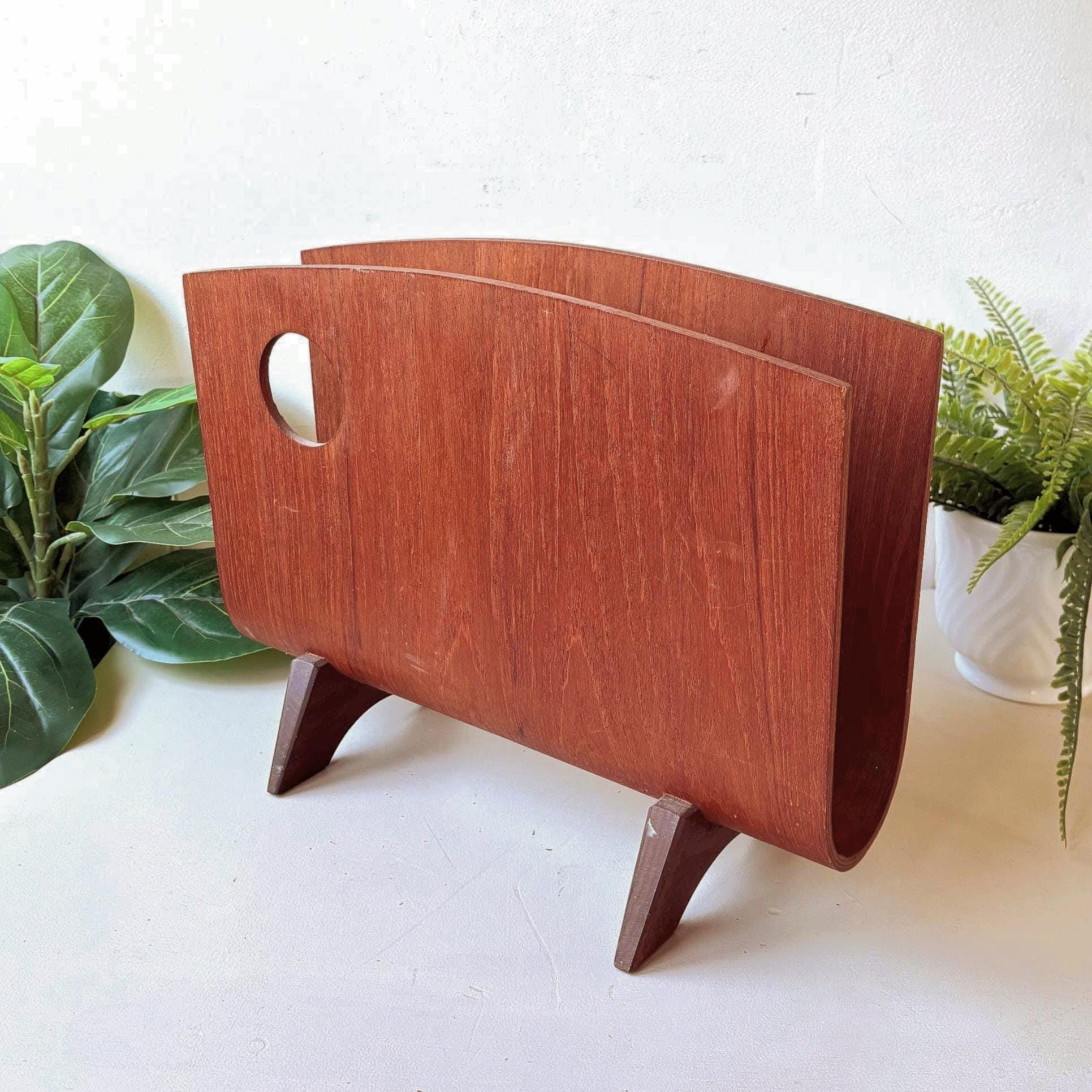 イギリス製　1960s マガジンラック　mid-century Bentwood Teak Magazine Rack, Vintage 1960s MCM Mid Century